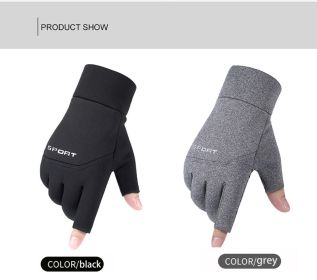 Winter Fishing Gloves Women Men Universal Keep Warm Fishing Protection Anti-slip Gloves 2 Cut Fingers Outdoor Angling (Color: 2 Pairs, size: L)