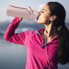 Glass Water Bottle Sports Water Bottle Motivational Water Bottle Water Intake Tracker Bottle with Straw Time Marker Silicone Sleeve Handle for Gym Wor